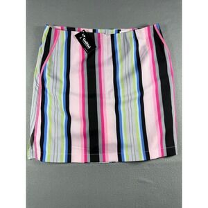 Golftini Women Golf Skort Money Maker 4L Pink Multi Stripe Polyester Spandex New